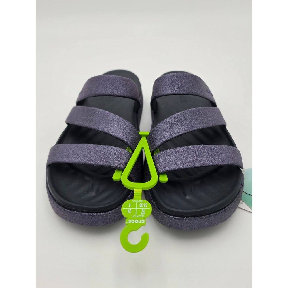 Crocs Getaway Glimmer Purple Black Platform Sandals Womens Size 8, NWT